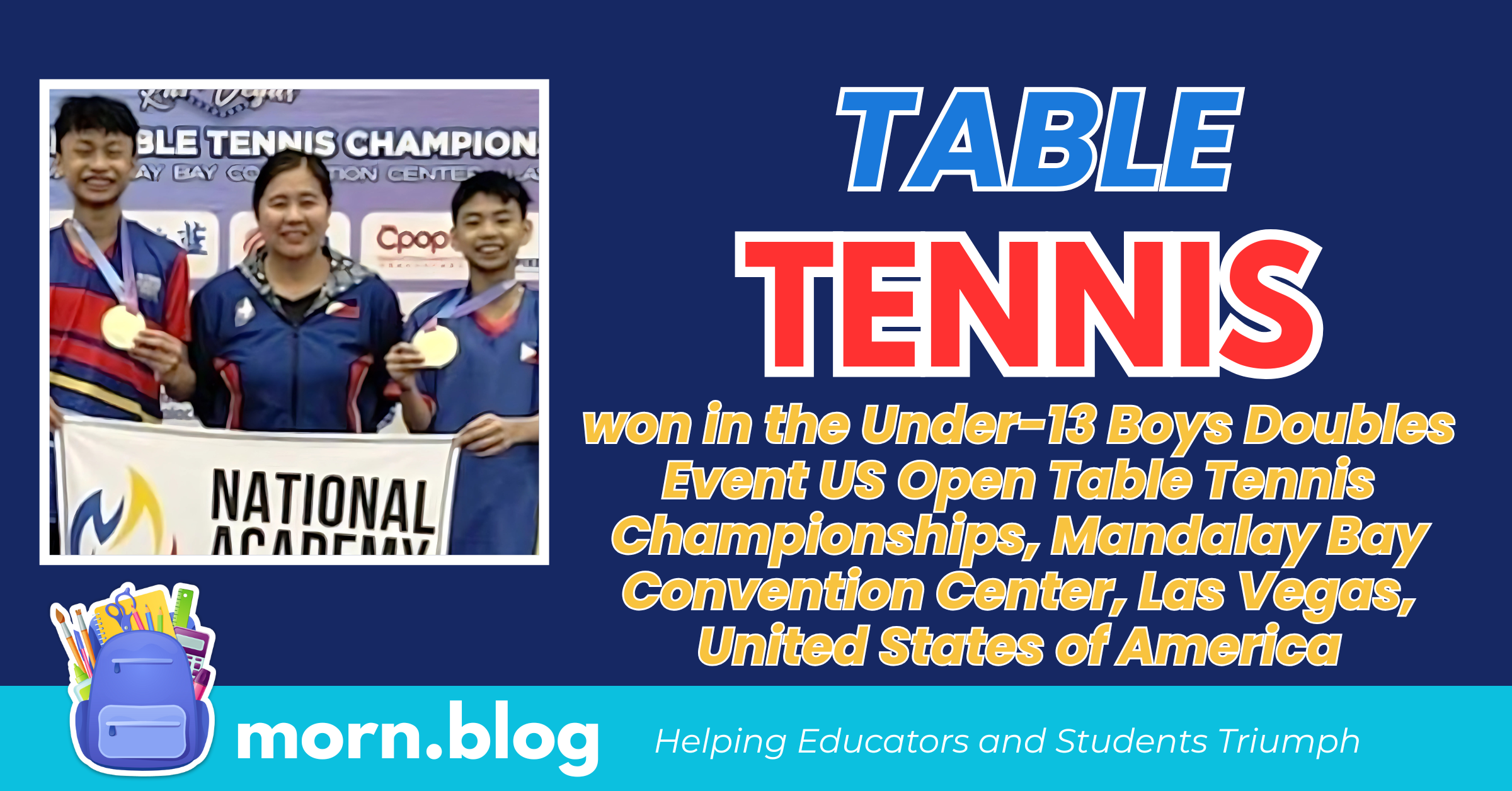 Filipino NAS Paddlers Win Gold at US Open Table Tennis Championships